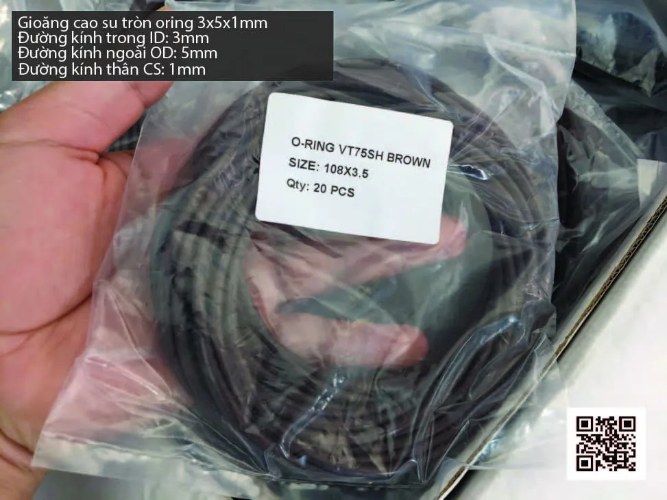 Gioăng Oring tròn cao su Viton 3x1 chịu nhiệt, chịu hóa chất