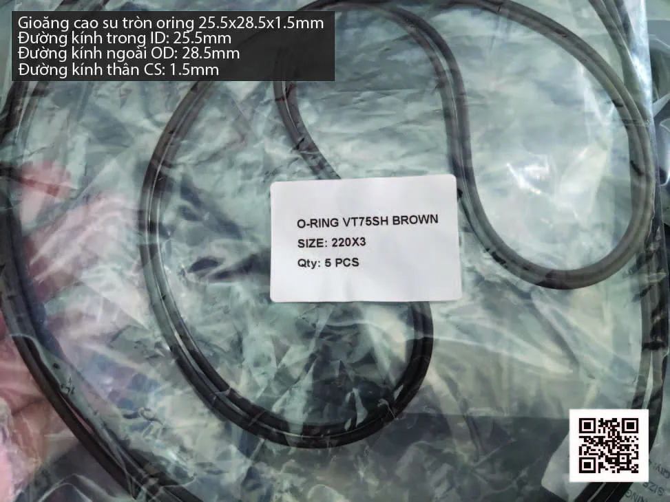 Gioăng Oring tròn cao su Viton 24x1.5 chịu nhiệt, chịu hóa chất — hình thực tế