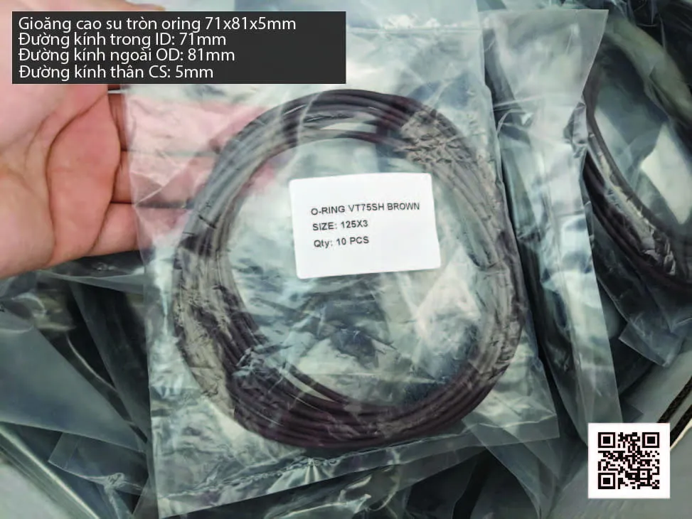 Gioăng Oring tròn cao su Viton 68x5 chịu nhiệt, chịu hóa chất — hình thực tế