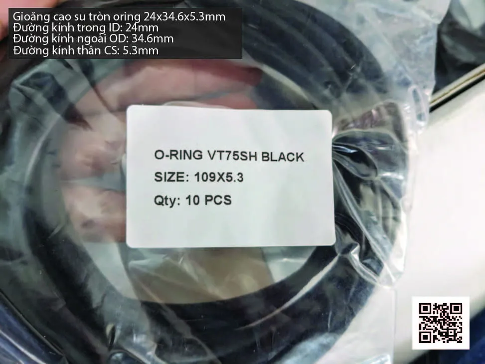 Gioăng Oring tròn cao su Viton 21x5.3 chịu nhiệt, chịu hóa chất — hình thực tế