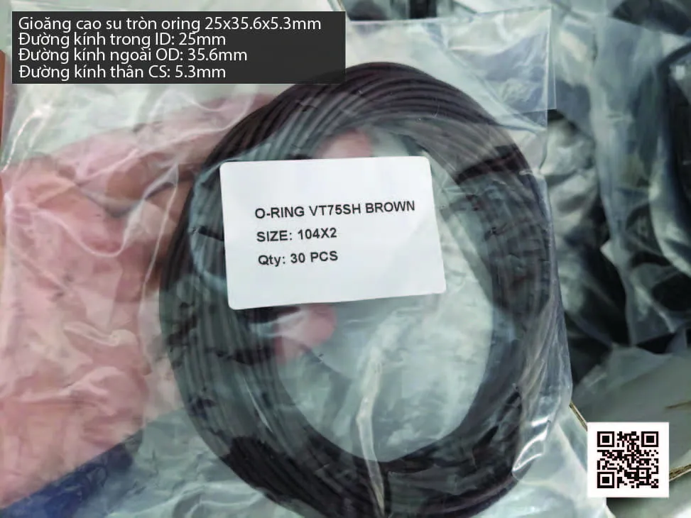 Gioăng Oring tròn cao su Viton 22x5.3 chịu nhiệt, chịu hóa chất — hình thực tế