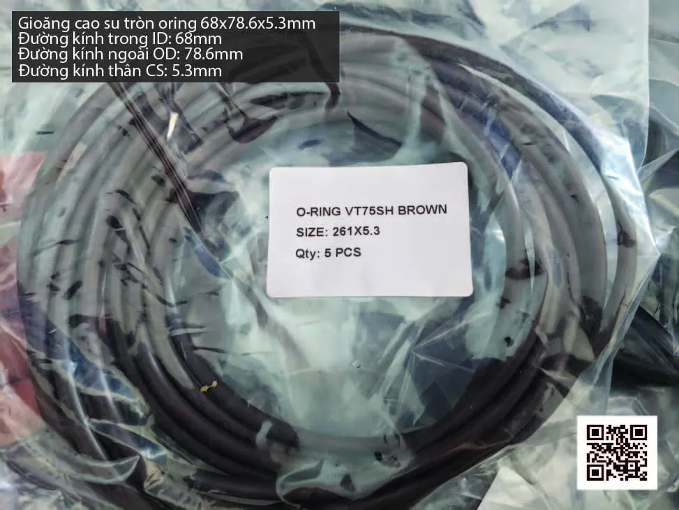 Gioăng Oring tròn cao su Viton 65x5.3 chịu nhiệt, chịu hóa chất — hình thực tế
