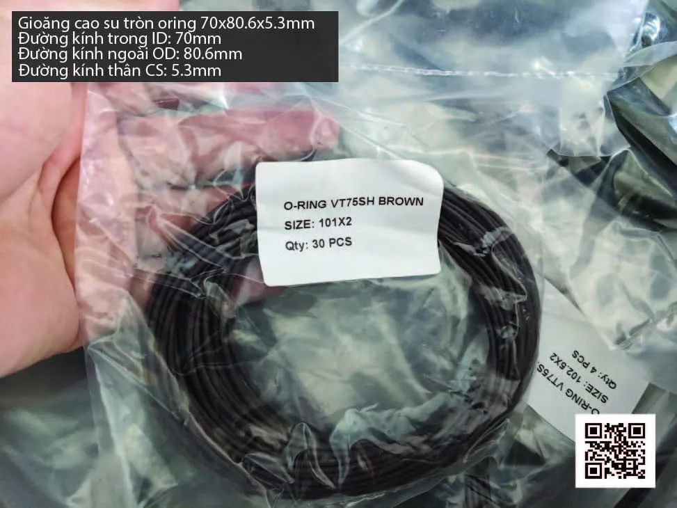 Gioăng Oring tròn cao su Viton 67x5.3 chịu nhiệt, chịu hóa chất — hình thực tế