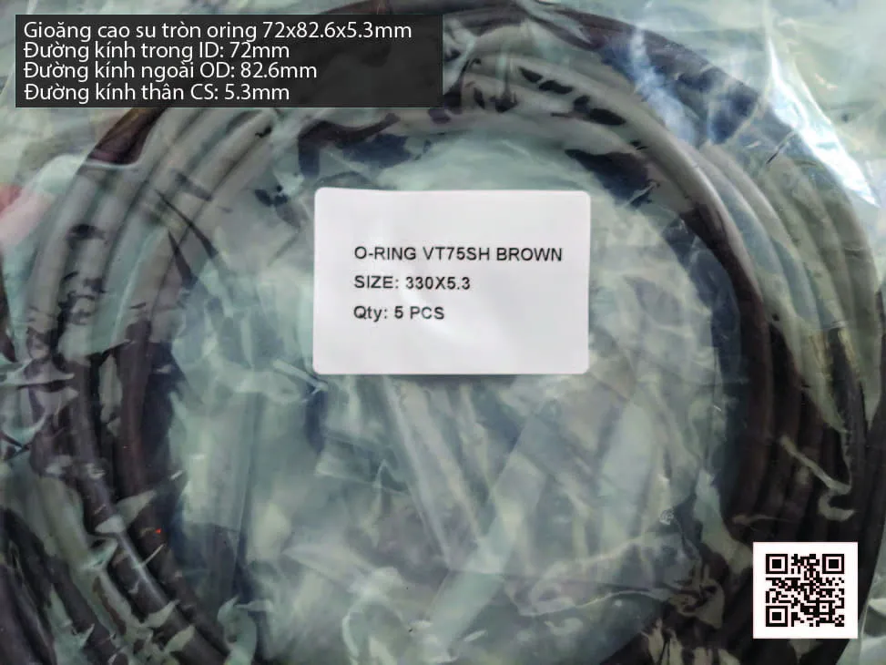 Gioăng Oring tròn cao su Viton 69x5.3 chịu nhiệt, chịu hóa chất — hình thực tế