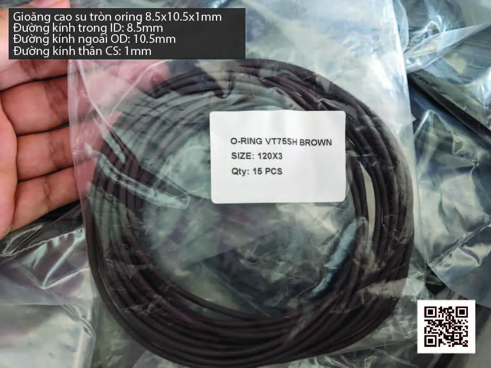 Gioăng Oring tròn cao su Viton 8.5x1 chịu nhiệt, chịu hóa chất