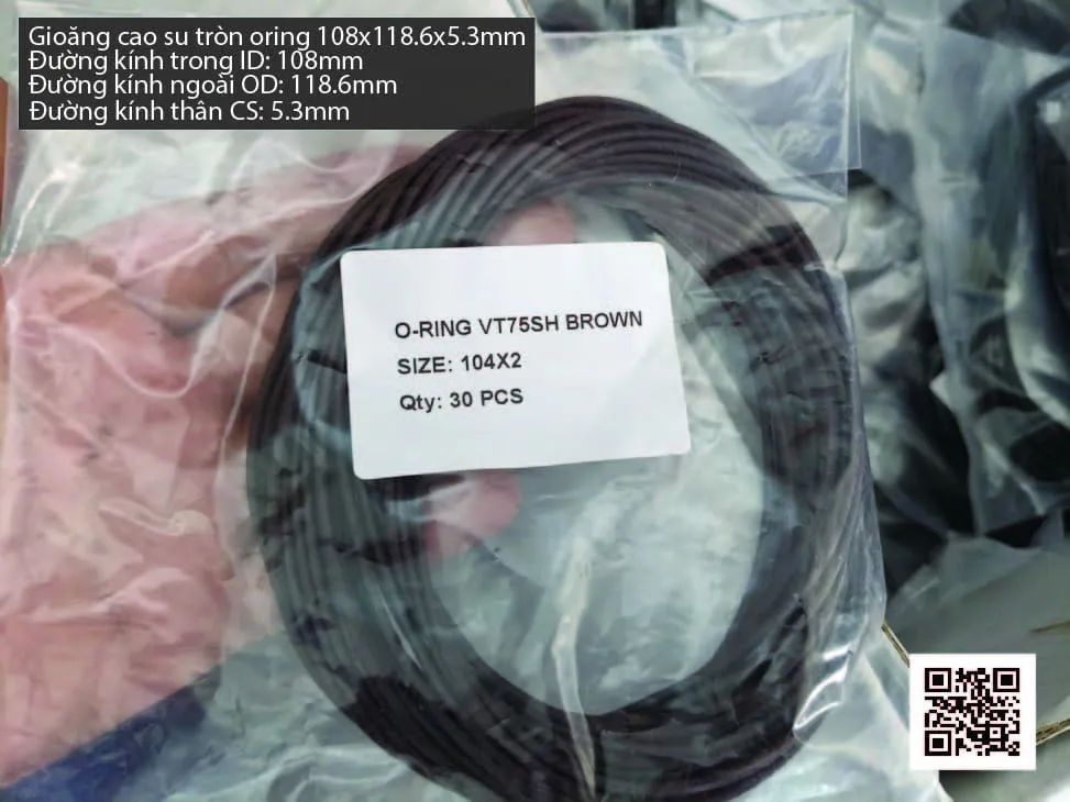 Gioăng Oring tròn cao su Viton 105x5.3 chịu nhiệt, chịu hóa chất — hình thực tế