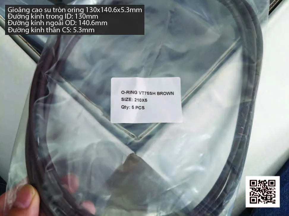 Gioăng Oring tròn cao su Viton 127x5.3 chịu nhiệt, chịu hóa chất — hình thực tế