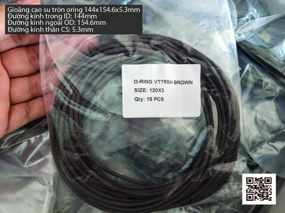 Gioăng Oring tròn cao su Viton 141x5.3 chịu nhiệt, chịu hóa chất — hình thực tế