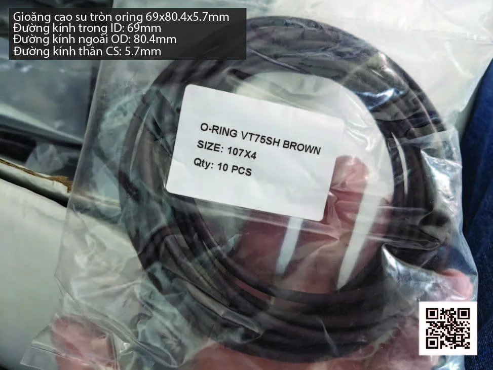 Gioăng Oring tròn cao su Viton 66x5.7 chịu nhiệt, chịu hóa chất — hình thực tế