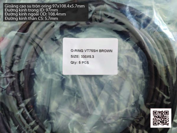 Gioăng Oring tròn cao su Viton 94x5.7 chịu nhiệt, chịu hóa chất - Hình ảnh 3