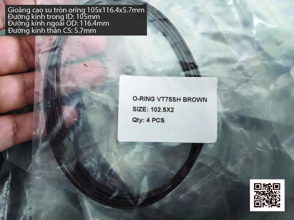 Gioăng Oring tròn cao su Viton 105x5.7 chịu nhiệt, chịu hóa chất