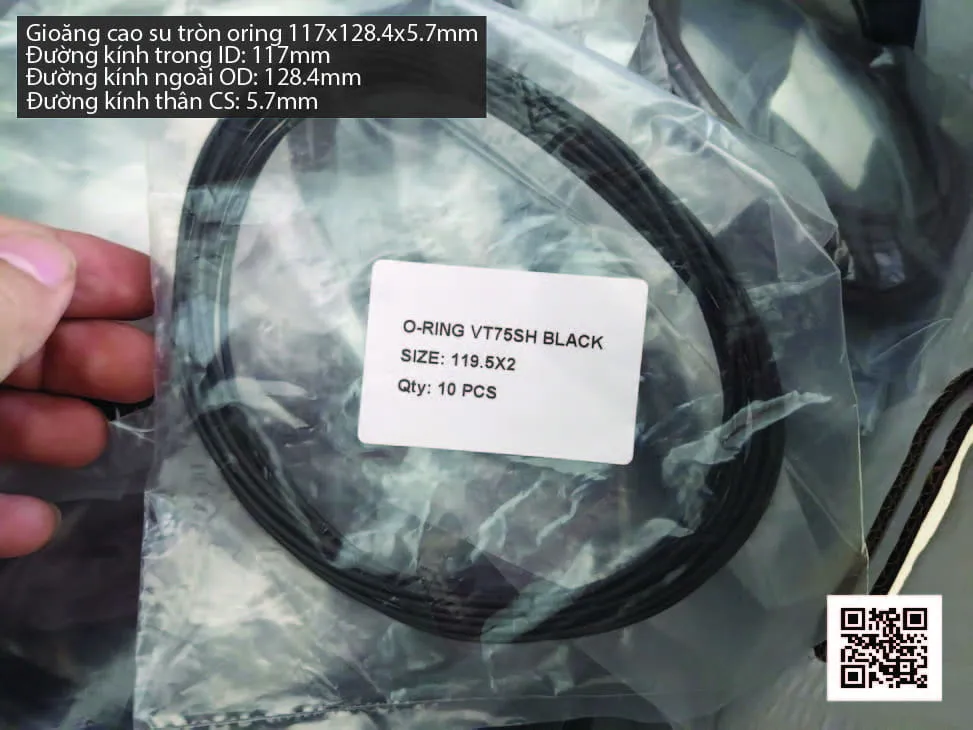 Gioăng Oring tròn cao su Viton 114x5.7 chịu nhiệt, chịu hóa chất — hình thực tế