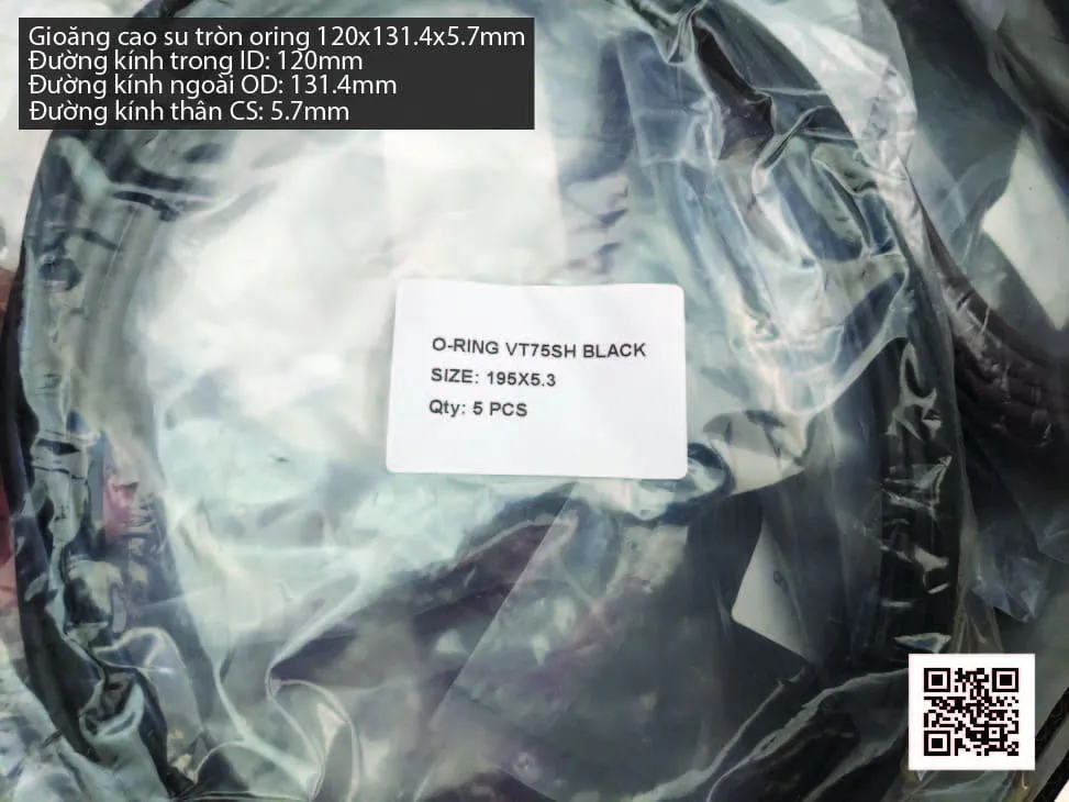 Gioăng Oring tròn cao su Viton 117x5.7 chịu nhiệt, chịu hóa chất — hình thực tế