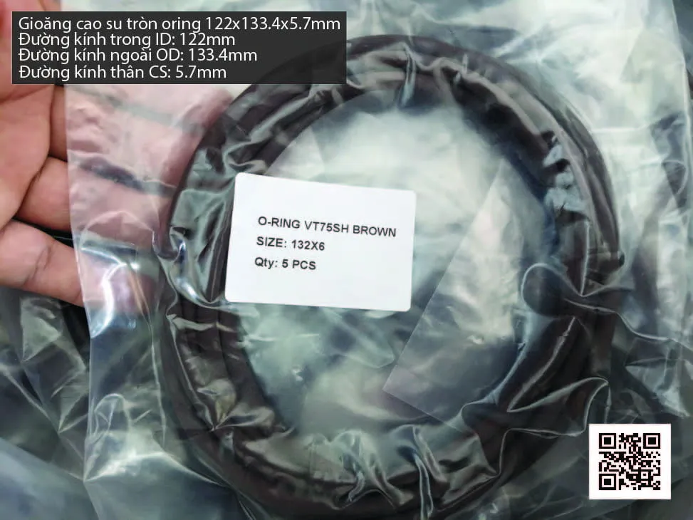 Gioăng Oring tròn cao su Viton 122x5.7 chịu nhiệt, chịu hóa chất
