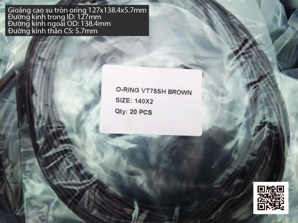 Gioăng Oring tròn cao su Viton 124x5.7 chịu nhiệt, chịu hóa chất — hình thực tế