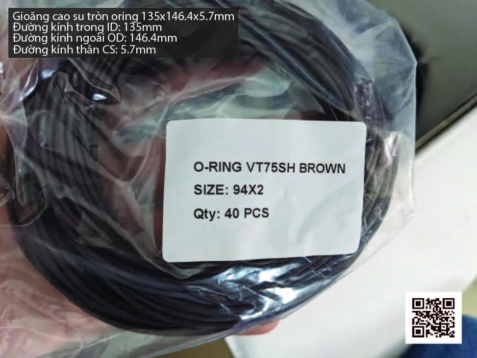Gioăng Oring tròn cao su Viton 132x5.7 chịu nhiệt, chịu hóa chất — hình thực tế
