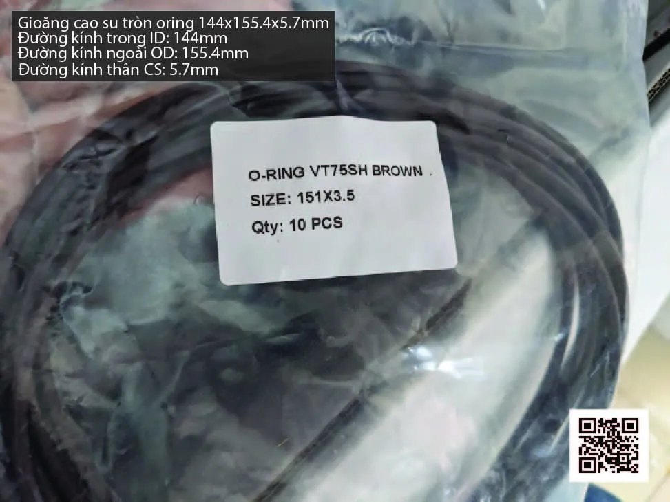 Gioăng Oring tròn cao su Viton 141x5.7 chịu nhiệt, chịu hóa chất — hình thực tế