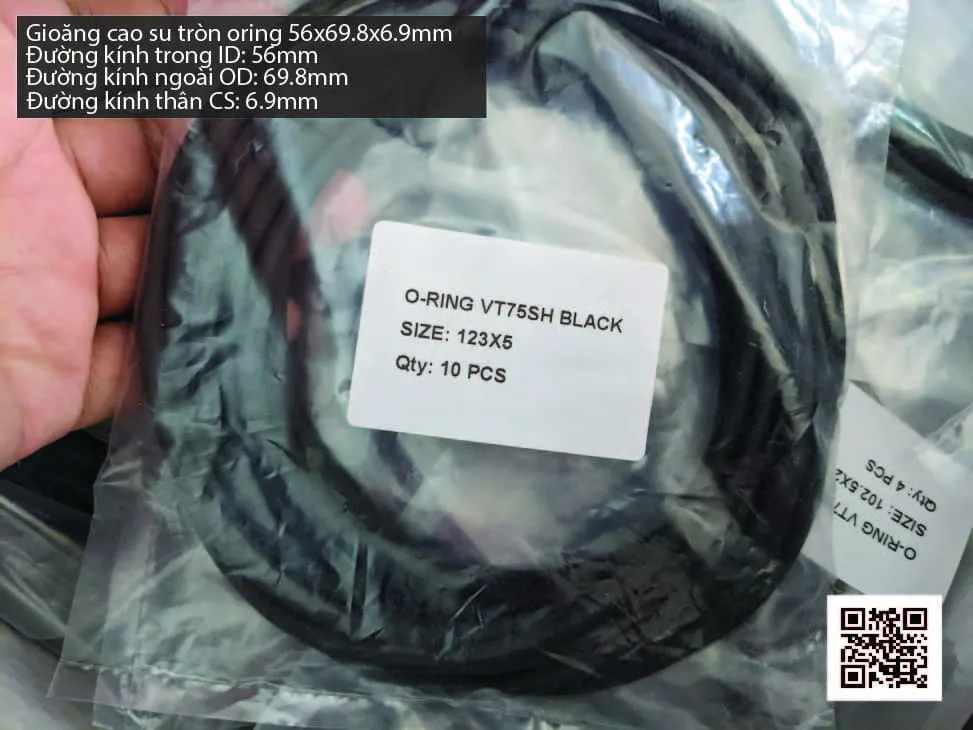 Gioăng Oring tròn cao su Viton 53x6.9 chịu nhiệt, chịu hóa chất — hình thực tế