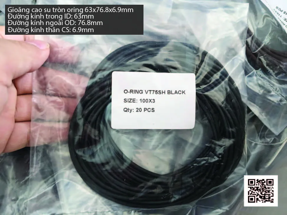 Gioăng Oring tròn cao su Viton 63x6.9 chịu nhiệt, chịu hóa chất