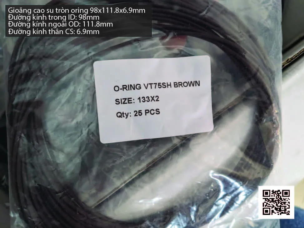Gioăng Oring tròn cao su Viton 95x6.9 chịu nhiệt, chịu hóa chất — hình thực tế