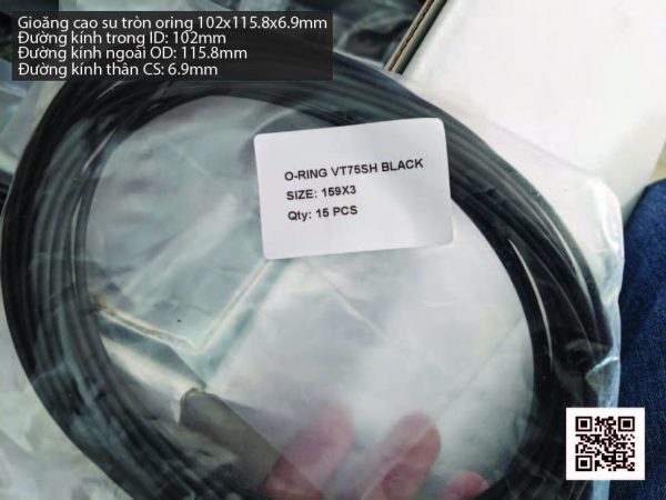 Gioăng Oring tròn cao su Viton 102x6.9 chịu nhiệt, chịu hóa chất