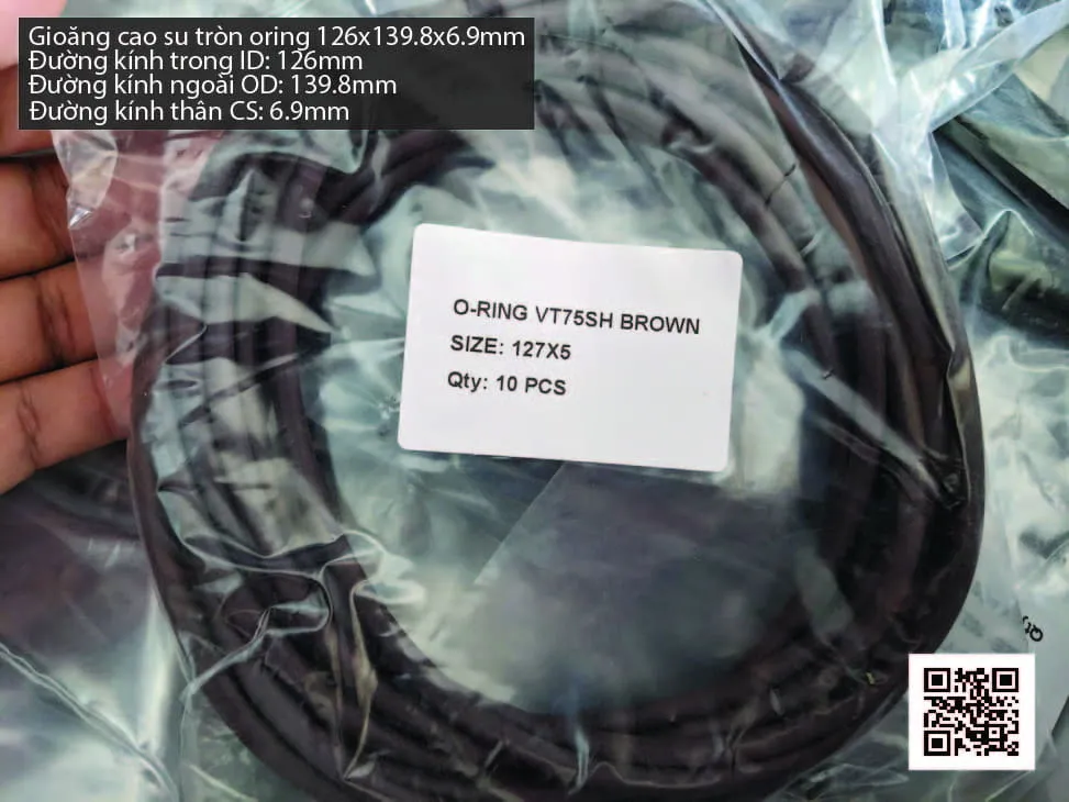 Gioăng Oring tròn cao su Viton 123x6.9 chịu nhiệt, chịu hóa chất — hình thực tế