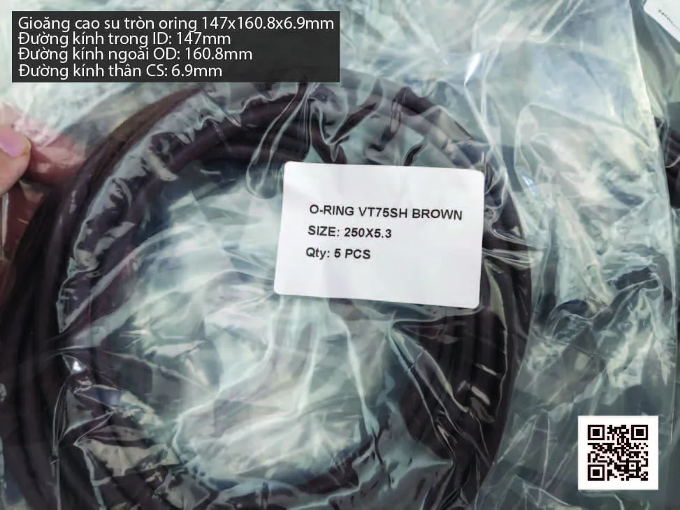 Gioăng Oring tròn cao su Viton 144x6.9 chịu nhiệt, chịu hóa chất — hình thực tế