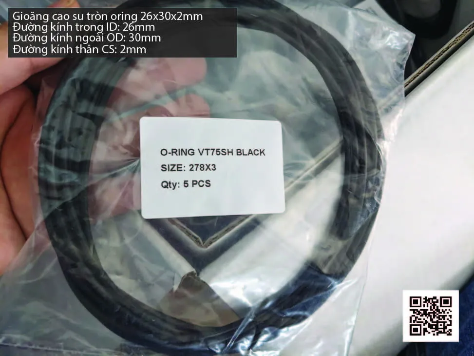 Gioăng Oring tròn cao su Viton 26x2 chịu nhiệt, chịu hóa chất