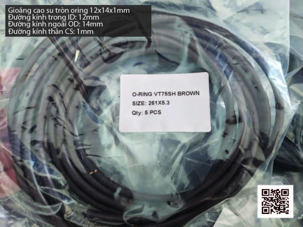 Gioăng Oring tròn cao su Viton 12x1 chịu nhiệt, chịu hóa chất