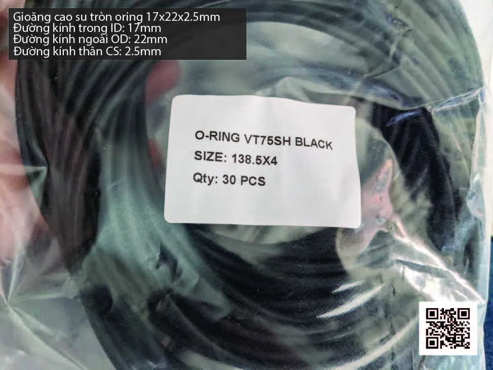 Gioăng Oring tròn cao su Viton 15.5x2.5 chịu nhiệt, chịu hóa chất — hình thực tế