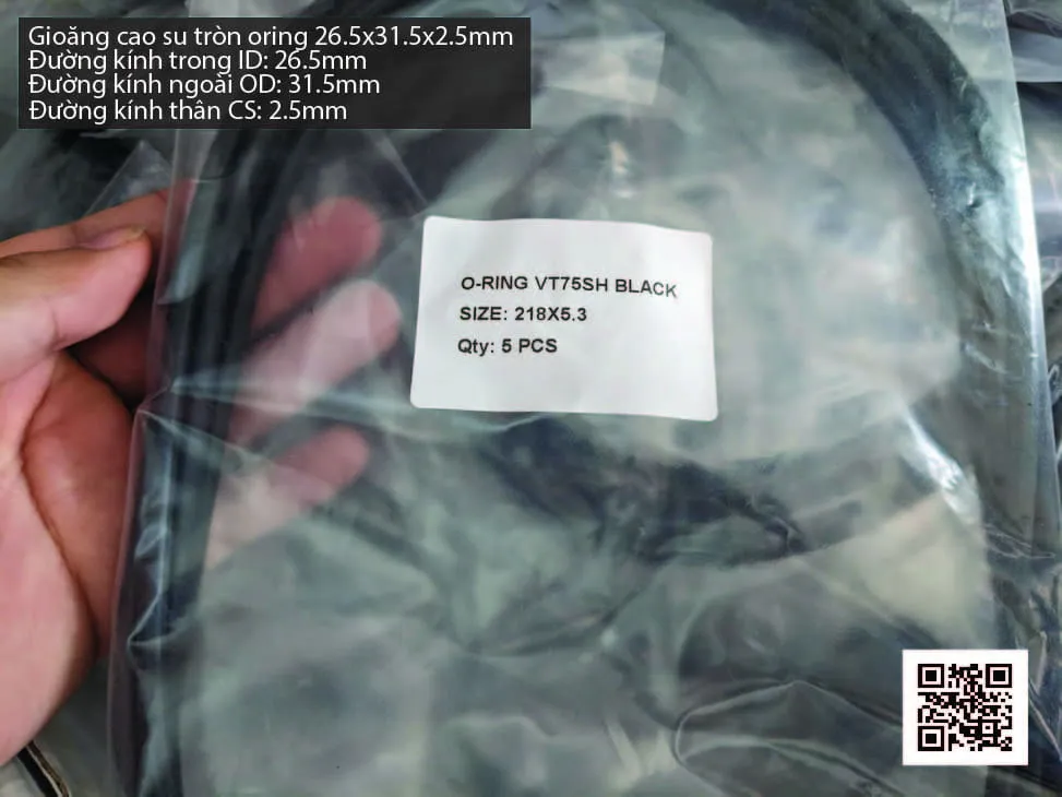 Gioăng Oring tròn cao su Viton 25x2.5 chịu nhiệt, chịu hóa chất — hình thực tế