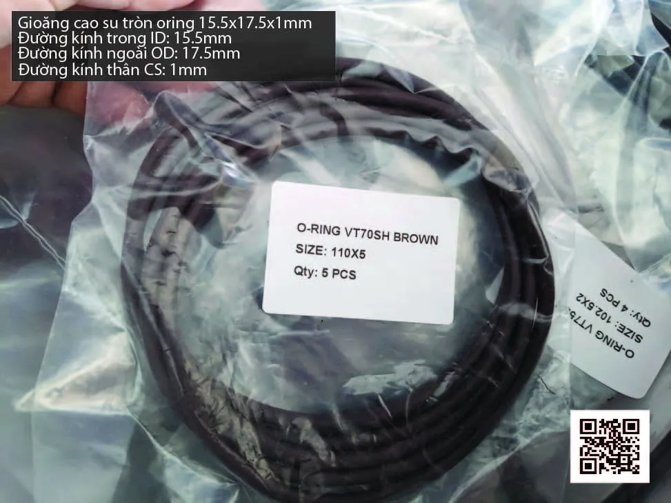 Gioăng Oring tròn cao su Viton 15.5x1 chịu nhiệt, chịu hóa chất