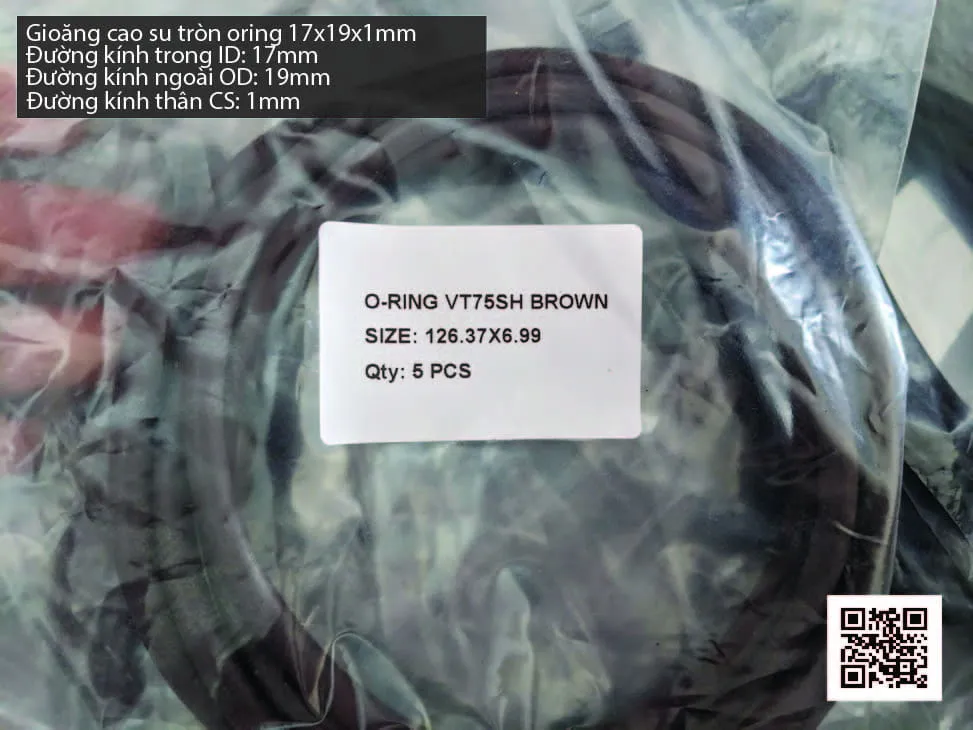 Gioăng Oring tròn cao su Viton 17x1 chịu nhiệt, chịu hóa chất