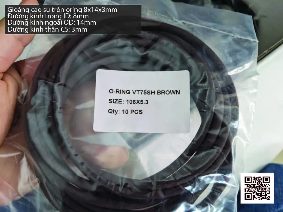 Gioăng Oring tròn cao su Viton 6.5x3 chịu nhiệt, chịu hóa chất — hình thực tế
