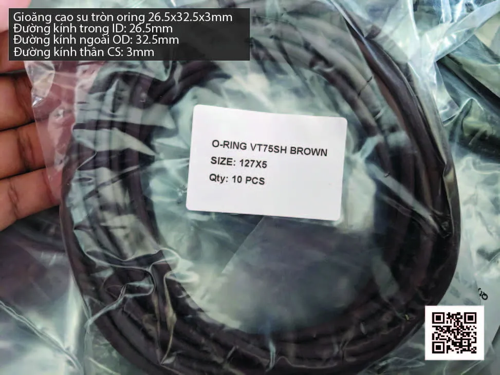 Gioăng Oring tròn cao su Viton 25x3 chịu nhiệt, chịu hóa chất — hình thực tế