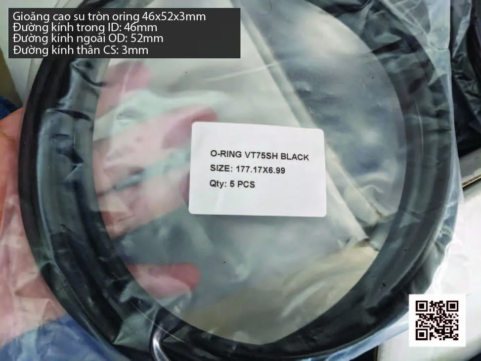 Gioăng Oring tròn cao su Viton 44.5x3 chịu nhiệt, chịu hóa chất — hình thực tế