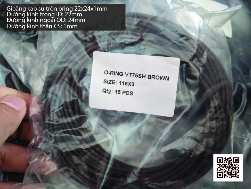 Gioăng Oring tròn cao su Viton 20.5x1 chịu nhiệt, chịu hóa chất — hình thực tế