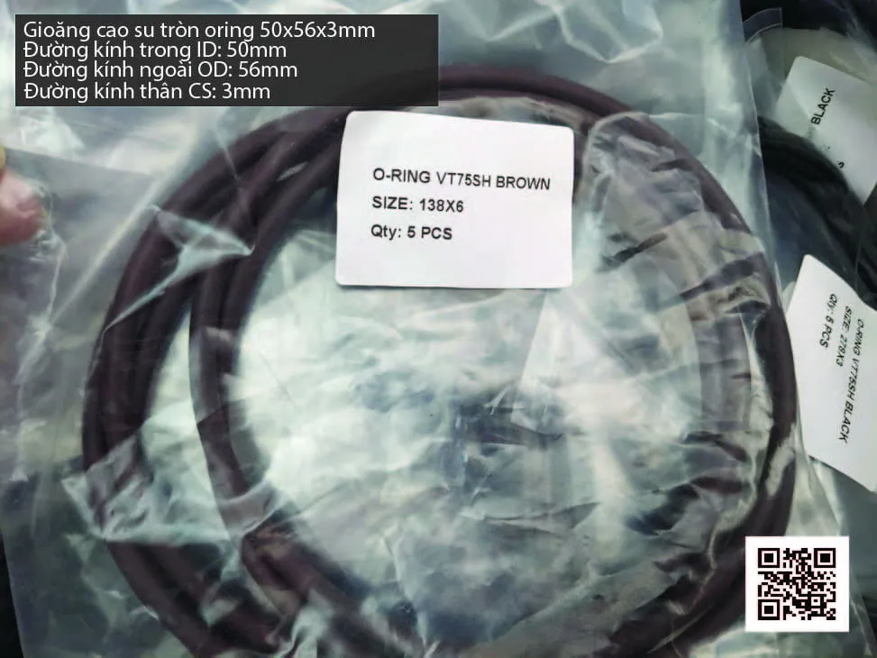 Gioăng Oring tròn cao su Viton 48.5x3 chịu nhiệt, chịu hóa chất — hình thực tế
