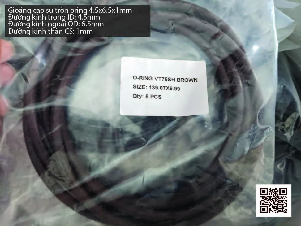 Gioăng Oring tròn cao su Viton 4.5x1 chịu nhiệt, chịu hóa chất