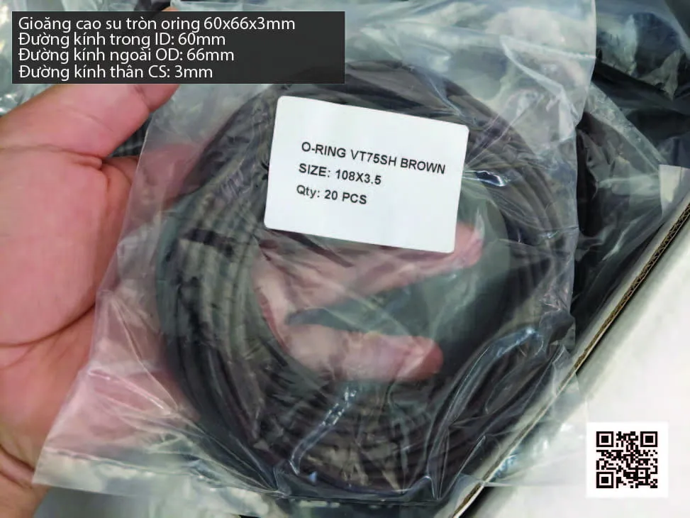 Gioăng Oring tròn cao su Viton 58.5x3 chịu nhiệt, chịu hóa chất — hình thực tế