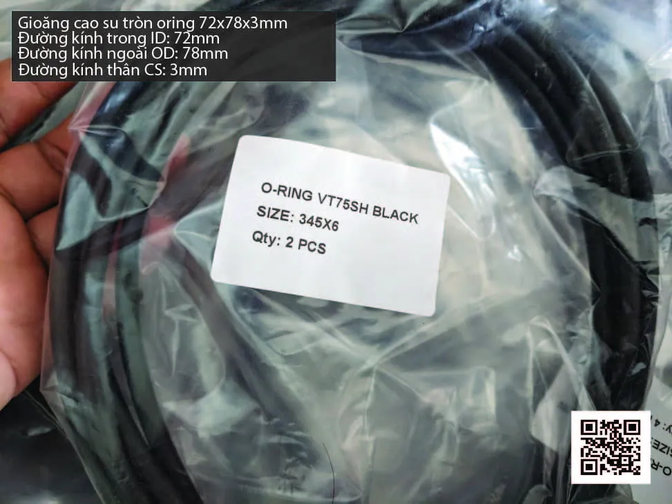 Gioăng Oring tròn cao su Viton 70.5x3 chịu nhiệt, chịu hóa chất — hình thực tế