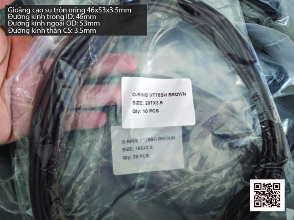 Gioăng Oring tròn cao su Viton 46x3.5 chịu nhiệt, chịu hóa chất