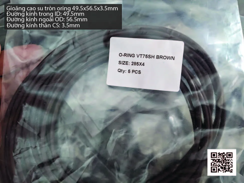 Gioăng Oring tròn cao su Viton 48x3.5 chịu nhiệt, chịu hóa chất — hình thực tế