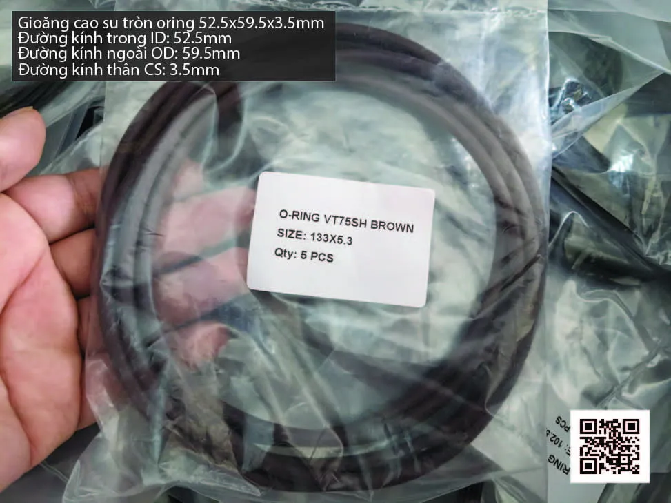 Gioăng Oring tròn cao su Viton 51x3.5 chịu nhiệt, chịu hóa chất — hình thực tế