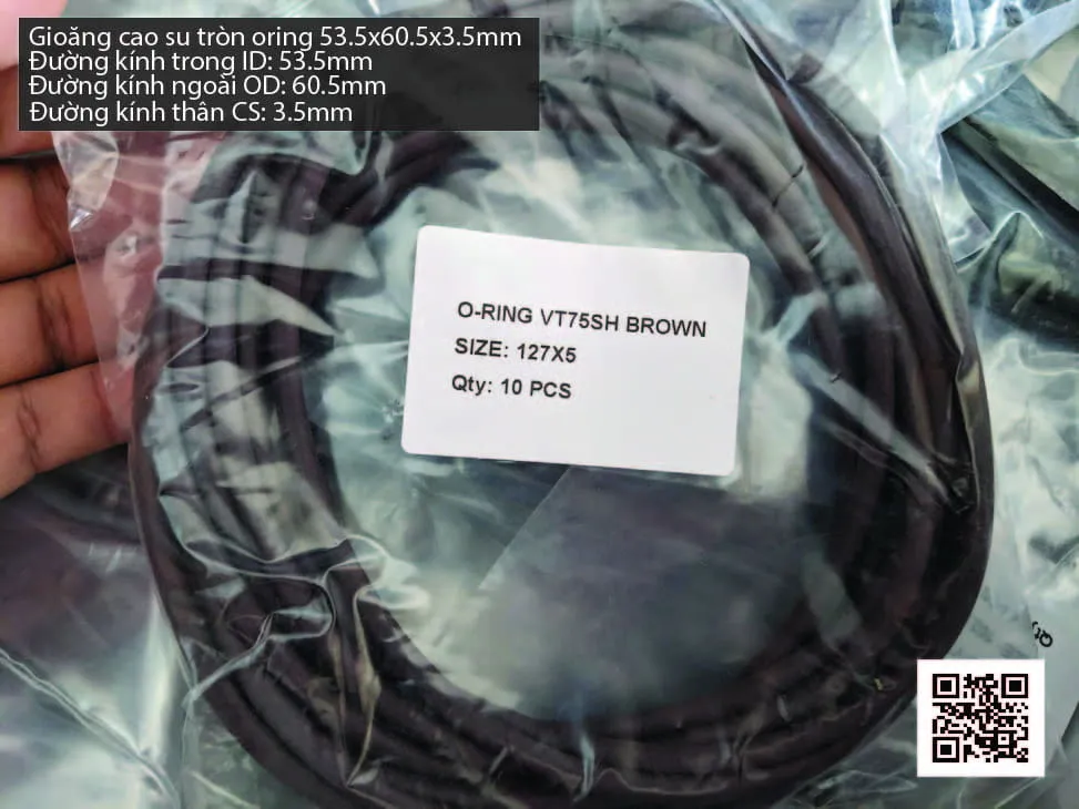 Gioăng Oring tròn cao su Viton 52x3.5 chịu nhiệt, chịu hóa chất — hình thực tế