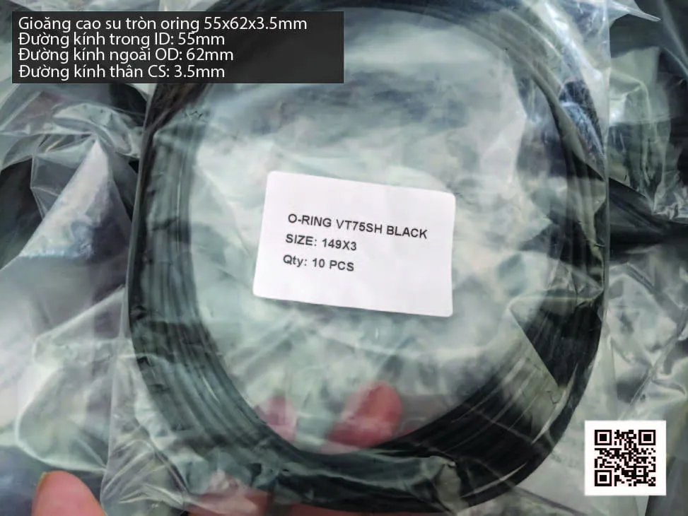 Gioăng Oring tròn cao su Viton 53.5x3.5 chịu nhiệt, chịu hóa chất — hình thực tế