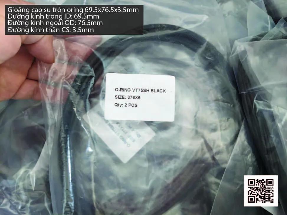 Gioăng Oring tròn cao su Viton 68x3.5 chịu nhiệt, chịu hóa chất — hình thực tế