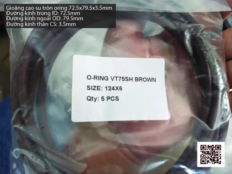 Gioăng Oring tròn cao su Viton 71x3.5 chịu nhiệt, chịu hóa chất — hình thực tế