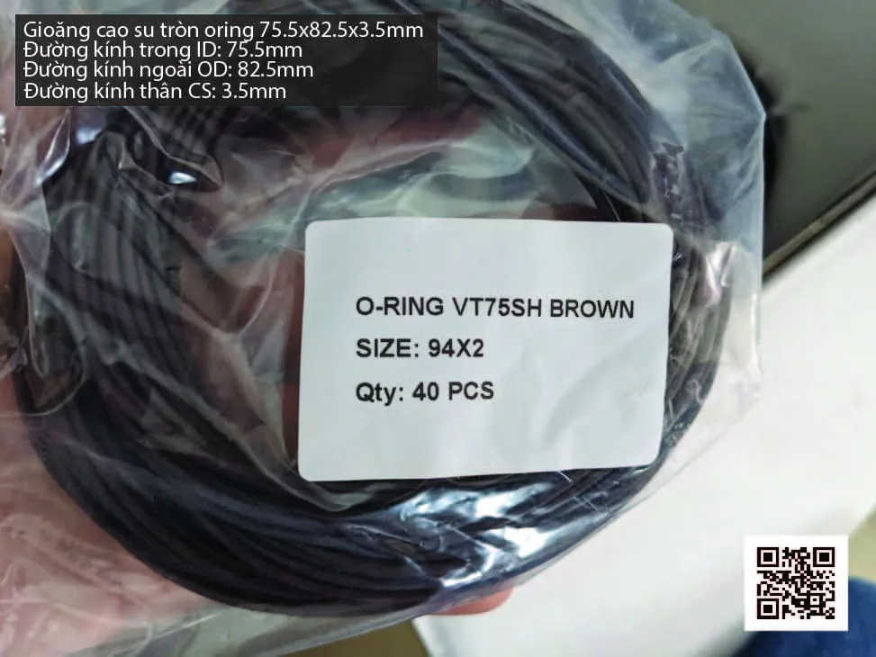 Gioăng Oring tròn cao su Viton 75.5x3.5 chịu nhiệt, chịu hóa chất