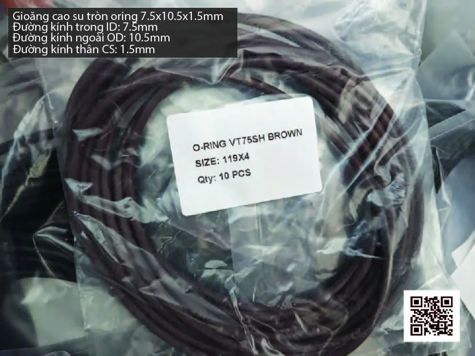 Gioăng Oring tròn cao su Viton 6x1.5 chịu nhiệt, chịu hóa chất — hình thực tế
